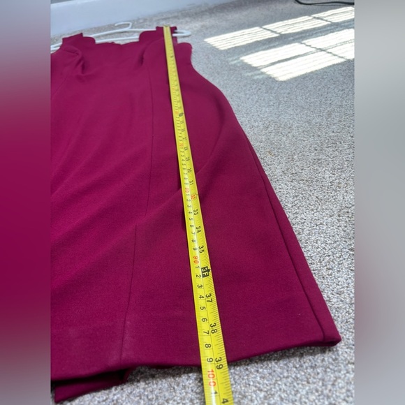 Talbots Knit Ponte Sheath Dress with Scalloped V-Neck Sleeveless Burgundy Wine 4 - Picture 7 of 9